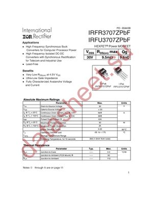 IRFU3707ZPBF datasheet  